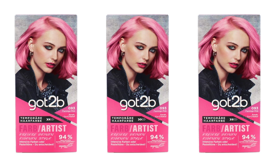 3x got2b Farb/Artist 093 Flamngo Pink Temporäre Haarfarbe , EAN4015100717396
