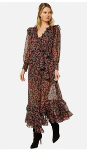 Misa Los Angeles Gabriela Dress Carnellian Blooms Floral Black Size Large - Picture 1 of 15