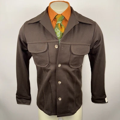 Zayre Leisure куртка костюм пальто полиэстер винтажный 60-х 70-х диско новый из старых запасов маленький мужской 38 - Изображение 1 из 4