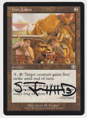 Signed Iron Lance Proof MP Mercadian Masques Artist Scott M Fischer MTG Magic AP - Image 1 of 2