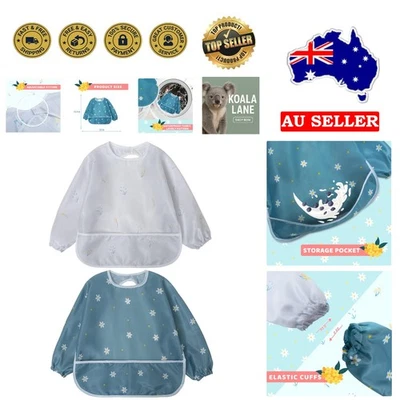 Lightweight Floral Full Sleeved Bibs | 2 Pack Mess-Proof Toddler Feeding Smocks - image 1 of 4