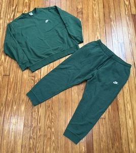 Nike Sportswear Club Fleece Green Sweatshirt & Pants Set Size 2XL XXL Sweatsuit - Picture 1 of 4
