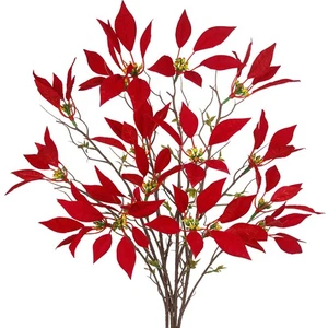 3 Pcs Poinsettia Flowers Artificial Christmas Flowers Bulk 33.5" Faux Branche... - Bild 1 von 7