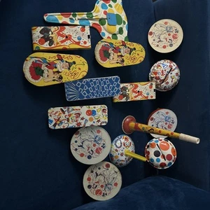 Vintage US Metal Toy Manufacturing Company tin toy noise makers lot of 15 - Picture 1 of 10