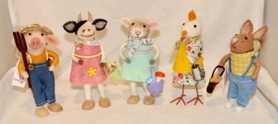 Primitives by Kathy Lote 5 Fieltro Critter Granja Cerdo Oveja Vaca Pollo Conejo Foto 1 de 4