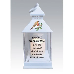 David Fischhoff Waterproof Robin Lantern With Timer 25cm - Mum & Dad - Picture 1 of 1