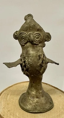 Antigo birmanês antigo 3” bronze ouro coruja ópio peso steampunk bubo - Imagem 1 de 4