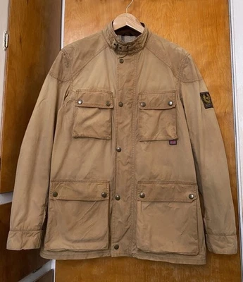 Chaqueta Belstaff Crosby Motocicleta Algodón Encerado Vintage Arena Original Italia Talla 46 Foto 1 de 4