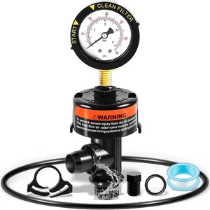 98209800 High Flow Manual Relief Valve w/Pressure Gauge for Pentair Pool Filters - Picture 1 of 12