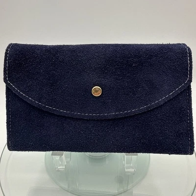 VINTAGE 60/70's Brasil Navy Blue Suede Wallet Snap Roomy 7"×4" - Image 1 of 4