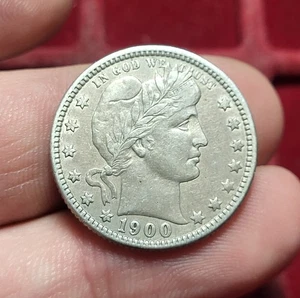 #100-24 ~ USA USA - 25 Cent Quarter Dollar "Barber" 1900 O - Bild 1 von 2
