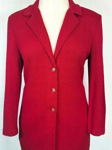 Nice St.John Long jacket dark red logo buttons size 12 - Picture 1 of 3