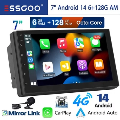 6+128G Carplay 2 DIN Autoradio CAM+ Android 14 GPS Navi AM RDS Bluetooth WIFI 4G - Bild 1 von 4