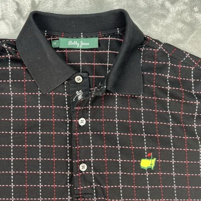 Camisa polo de golfe Masters masculina média preta vermelha Bobby Jones leve elástica - Imagem 1 de 4