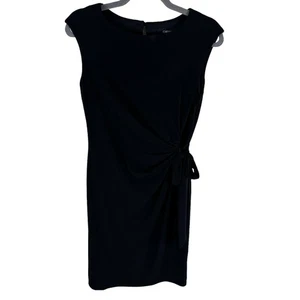 Vestido Chetta B Negro Manga Gorra Cuello Redondo Imitación Envoltura Hasta la Rodilla Jersey Tejido 6 - Imagen 1 de 7