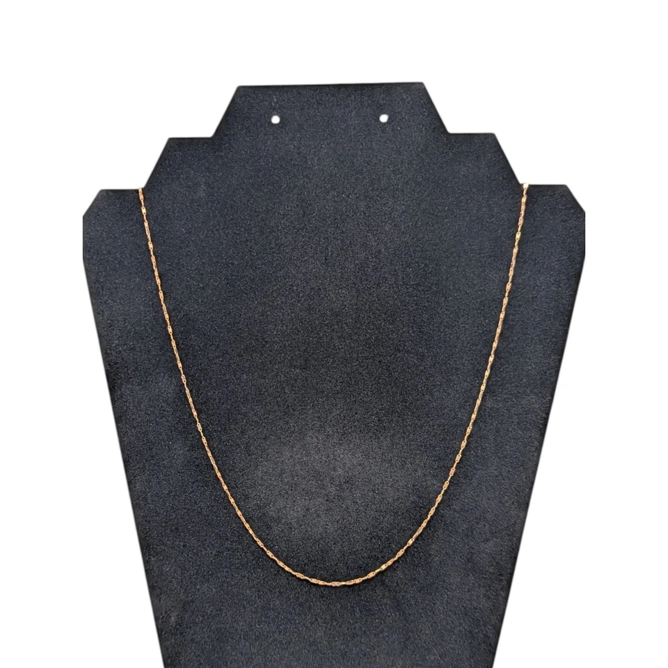 "Collar de cadena italiano de oro de 14 quilates eslabones finos de oro rosa de 22"" hecho en Italia" Foto 1 de 4
