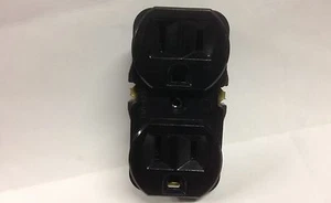 Eagle Electric Cooper Wiring Devices 298-2BK-BU Black Duplex Receptacle 15A-125 - Picture 1 of 2