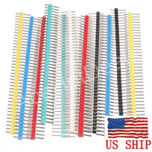 10PCS Multicolor 2.54mm 40Pin Color Male Single Row Pin Header for Arduino DIY - Picture 1 of 4