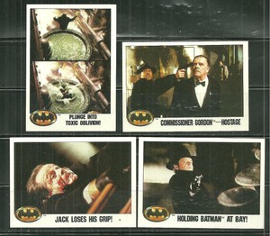 89 TOPPS BATMAN MOVIE CARDS #31-32, 34-35 COMMISIONER GORDON HOSTAGE, 