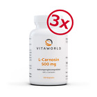Pack de 3 L-Carnosine 500mg 300 Capsules Vita World biodisponibilité élevée