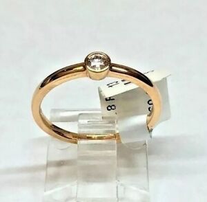 18K Rose Gold Ring 0.12 CT Round Diamond, Promise Ring, New