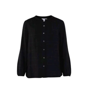 Time and Tru Damen Langarm Button Down Bluse Schwarz Ruß Größe L (12-14)  - Bild 1 von 9
