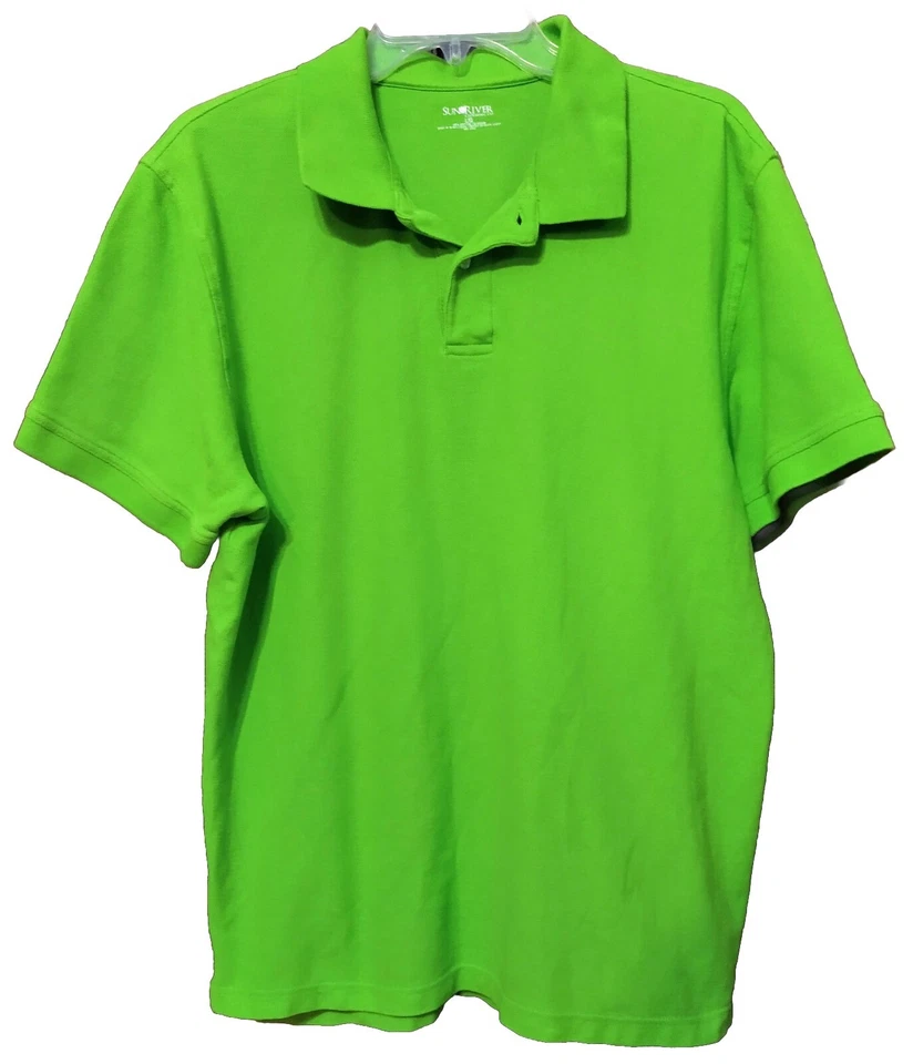 Men's Sun River Collared Lime Green Polo Style Shirt Size L - Image 1 of 1