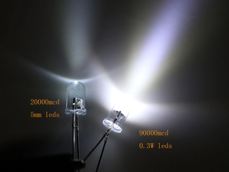 10x 5mm untrahelle highpower 0,3W LEDs kaltweiss white !!! 90.000mcd !!! leds - Bild 1 von 2