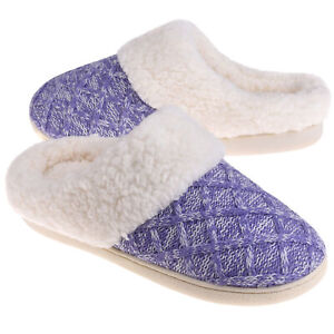 Women's Soft Plush Lining Slippers Comfort Memory Foam Anti-slip House Shoes 