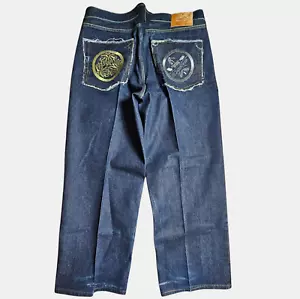 Jeans holgados Red Monkey Company para hombre azul japonés bordado denim 36x30 - Imagen 1 de 9