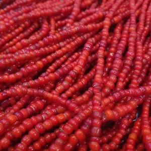 Antique Venetian Red WhiteHeart Top Quality Beaded Strand 3-4mm - Picture 1 of 15