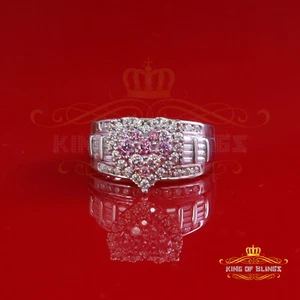 Women's 1.50ct 925 Silver VVS D Pink Moissanite White Cinderella HEART Ring SZ 8 - Picture 1 of 12