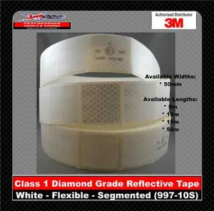 3M White(997-10S) DiamondGrade Class1 Flexible ReflectiveTape Segmented 51mmx10m - Picture 1 of 10