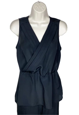 Merona Blouse Size S Small Black Faux Wrap Sleeveless Closet Staple Minimalist - Image 1 of 4