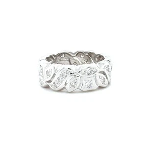 14k White Gold Diamond Band - Picture 1 of 4