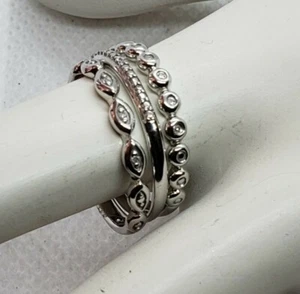 10K WEISSGOLD 3 Ringe Vorsteckbar/Diamanten... - Bild 1 von 7