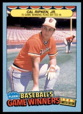 1987 FLEER BASEBALL'S GAME WINNERS CAL RIPKEN JR. BALTIMORE ORIOLES #37 OF 44 - Image 1 of 2