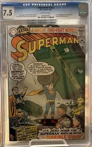 RARE! SUPERMAN #182 CGC 7.5 1966 OFF-WHITE pg. 1st new app. of TOYMAN since #88 - Picture 1 of 3