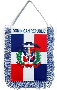 Dominican Flag 4 X 6 Inch Fringe Dominican Republic Flags Car Window Hanging Fla - Picture 1 of 7