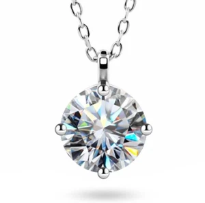 Certified 4.50 Ct Treated Off White Diamond Solitaire Pendant in 925 Silver - Picture 1 of 4