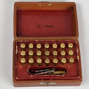 WW2 1944 MILITARY BRASS WATCHMAKER’S DRILL BIT SET IN CASE BROAD ARROW - Picture 1 of 12