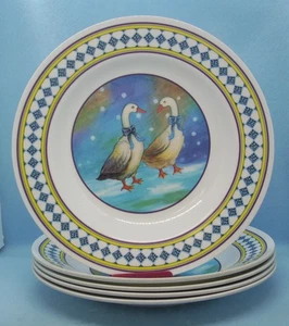 Duck Gourmet Design Melamine Plates Set Of 5 Dinnerware 10" In Diameter Animals - Picture 1 of 8