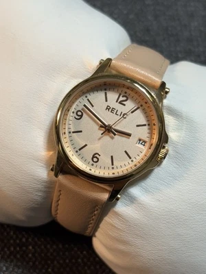 Reloj pulsera Relic By Fossil para mujer tono oro rosa correa de cuero tostado para dama” Foto 1 de 4