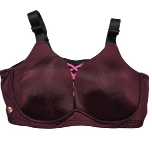 Livi Sports Bra Size 40 DD Burgundy Black and Pink - Picture 1 of 7
