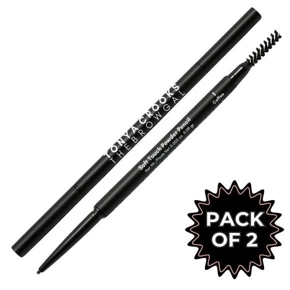 Tonya Crooks The BrowGal Soft Touch Powder Eyebrow Pencil Mocha 2 PK NIB - Image 1 of 4