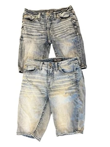 Salvage Bundle 2 Havoc Slim Fit Denim Shorts Size 33x12. Light & Medium Wash - Picture 1 of 9