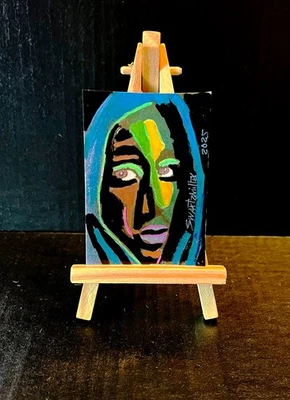 Rapper TUPAC POP ART ACEO PAINTING 2.5 X 3.5 acrylic Original SWARTZMILLER DNA - Image 1 of 4