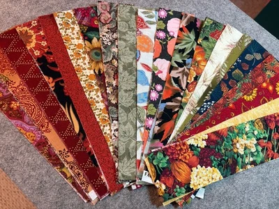 20 tiras de tela de algodón cinta algodón otoño floral cinta primitiva 2.5"x21" Foto 1 de 3