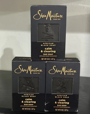 Paquete de 3 jabones en barra negros africanos calmantes y limpiadores SheaMoisture, humedad de karité, 8 oz Foto 1 de 3