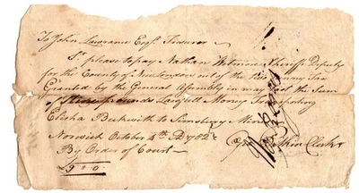 1782, Orden de pago para traer a la famosa espía conservadora, Elisha Beckwith a las minas de Simsbury Foto 1 de 2